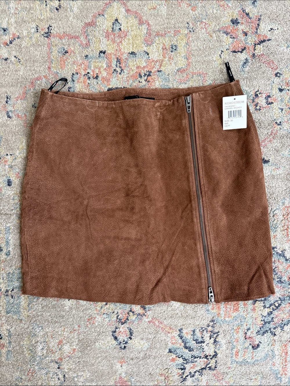 Faux-Suede Mini Skirt with Asymmetrical Zip